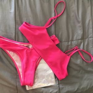 Sunny bunny neon pink bikini set